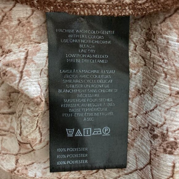 ANTHROPOLOGIE Long Sleeve Ruffled Snakeskin Print Blouse Brown - Picture 13 of 14